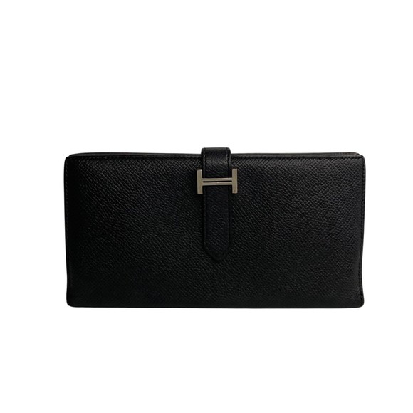 Portefeuille Long Hermès Bearn Souffle Noir Veau Epsom - Occasion, Stamp T
